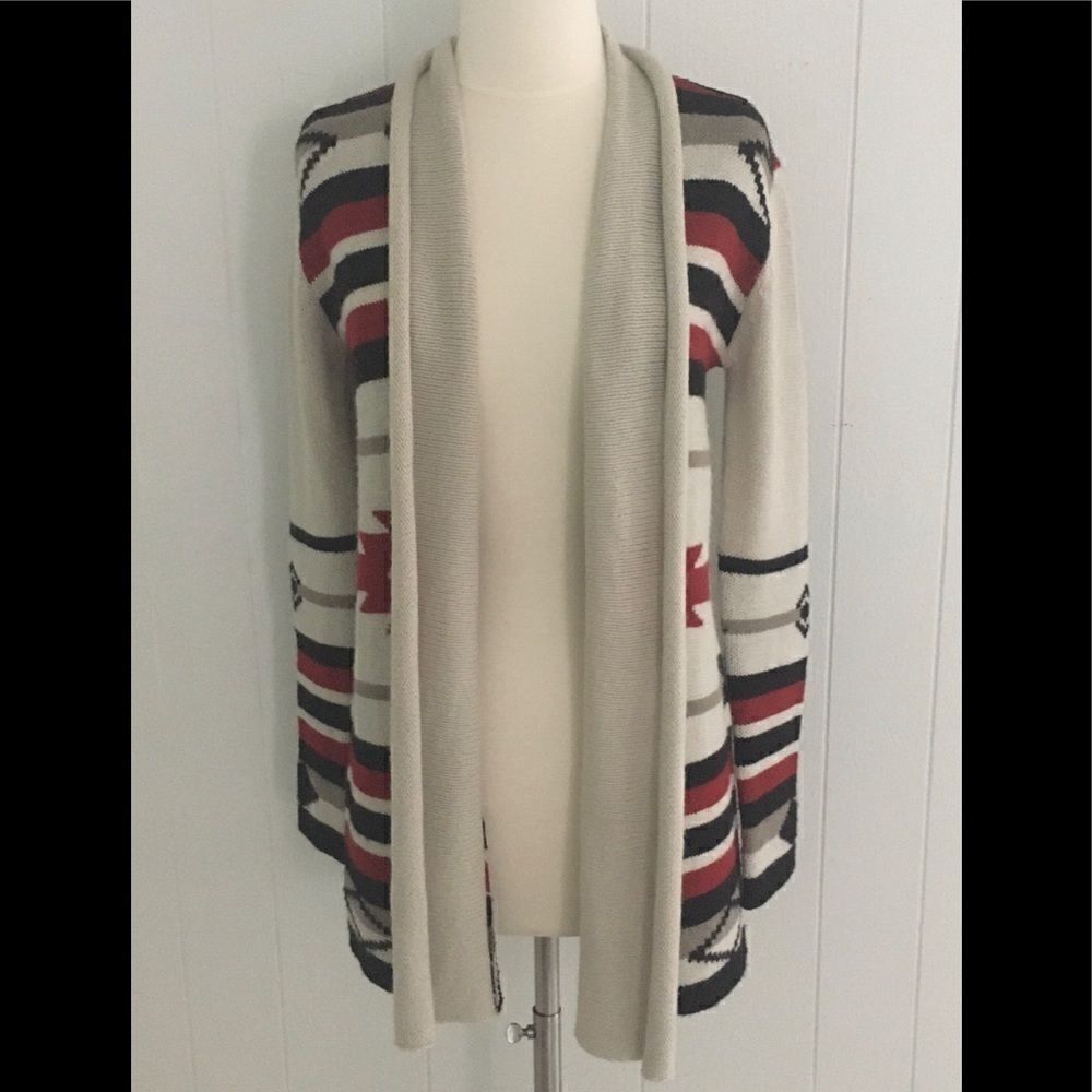 5/48 Open Knit Cardigan Aztec Pattern Sweater XS - Picture 2 of 7